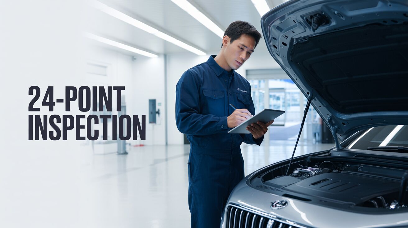 24-point inspection — SSANCAR inspector checking a vehicle